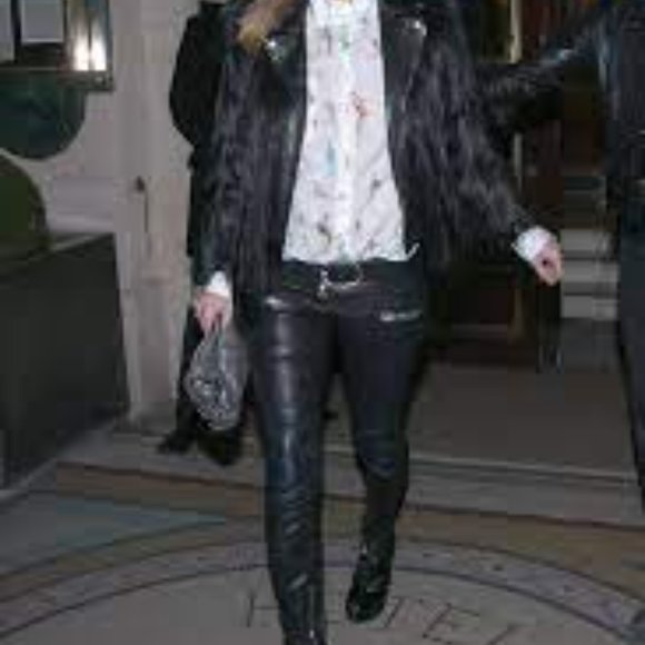 Kate Moss x Topshop Black Faux Leather Skinny Moto Retro Skinny Pants Size 6 - Picture 2 of 16